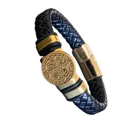 GENERICO - Pulsera de eslabones cruz dorado.