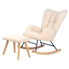 CARESTINO - Silla Mecedora Alba con Apoyapies Crudo