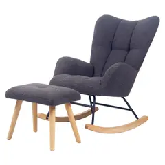 CARESTINO - Silla Mecedora Alba con Apoyapies Gris Topo