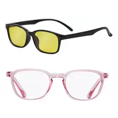 KAILI - 2 Lentes Anti Luz Azul Computadora Pc Gamer Y Rosado X2