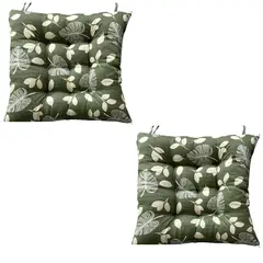 GENERICO - Pack x2 Cojines Almohadas para silla diseño Verde floreado - 40 x 40 cm