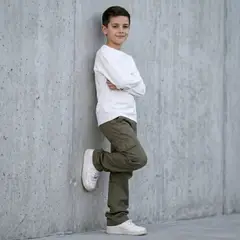 LE PETIT COMPANY - Pantalón Niño Marrón Paper Touch Bolsillo Cargo