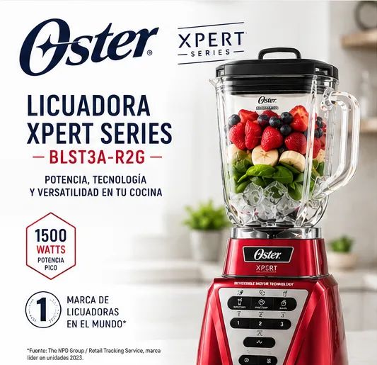 Licuadora Xpert Series BLST3A-R2G 2L 1500W Roja con Tecnología Reversible y Vaso Boroclass