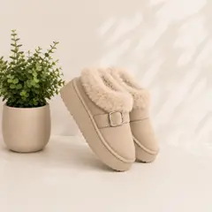GENERICO - Pantufla Afelpado Soft Winter con Hebilla para Mujer