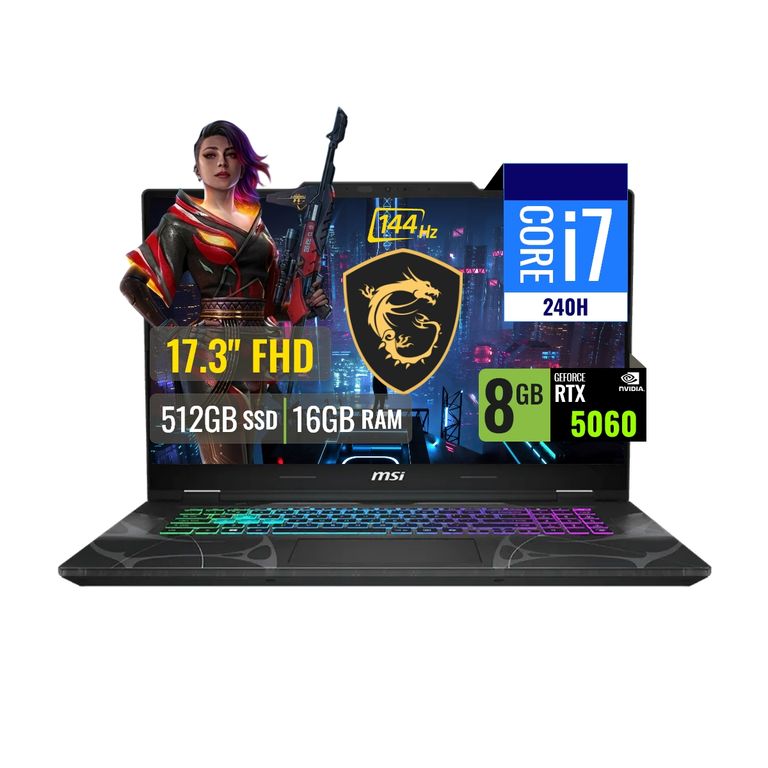 Laptop Gamer Cyborg 17 B2RWFKG Intel Core 7 240H 16GB RAM 512GB SSD 8GB RTX 5050 17.3 FHD Windows 11