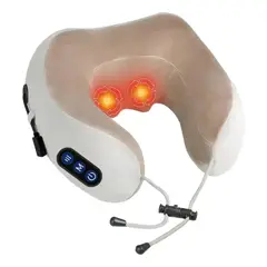GENERICO - Almohada De Masaje Cervical Cuello Portátil Recargable Color Marrón