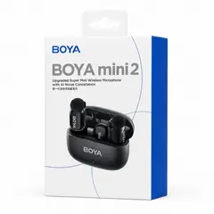 BOYA - Micrófono mini 2 USB-C RX + 2 TX con Estuche, Cancelación de Ruido IA, 48kHz 24-bit, 100m,
