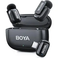 BOYA - Micrófono mini 2 USB-C para Celular, 2 TX, Estuche, AI Noise Cancelling, 48kHz 24-bit, 100m, Negro