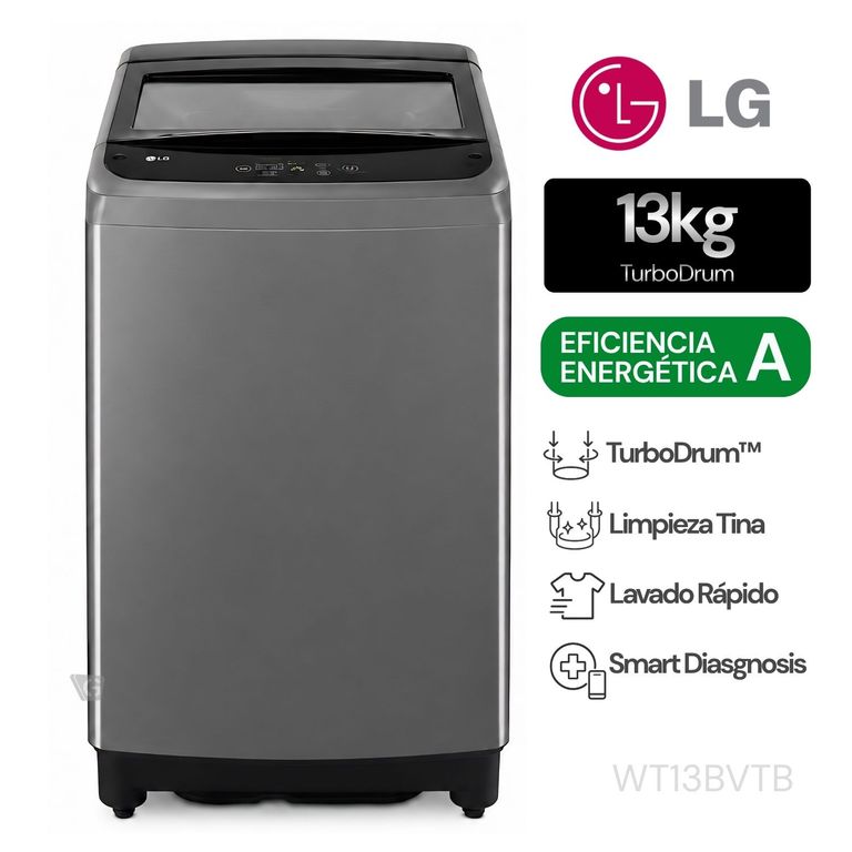 Lavadora WT13BVTB Turbodrum Carga Superior 13kg Negro Claro