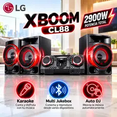LG - Minicomponente XBOOM CL88 2900W, luces multicolor, Karaoke Star, bluetooth y Party Accelerator