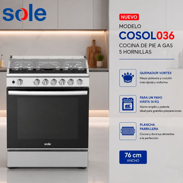 Cocina De Pie A Gas 5 Hornillas – COSOL036