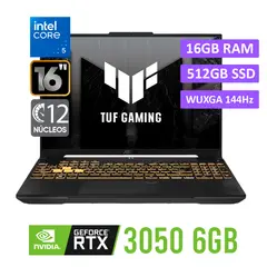 ASUS - Laptop TUF F16 FX607VJB-RL209 Intel 5-210H Ram 16GB SSD 512GB RTX3050 6GB 16" WUXGA WIN 11.