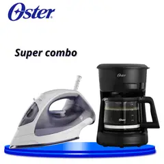 OSTER - Combo 2 en 1: Plancha de Vapor y Cafetera 5 Tazas con Filtro Reutilizable