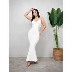 GENERICO - Vestido Largo de Fiesta Mujer Corte Sirena Negro