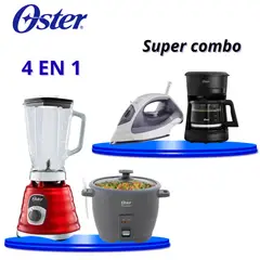 OSTER - Combo 4 en 1 Licuadora, Cafetera, Plancha a Vapor y Arrocera DiamondForce 10 Tazas
