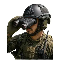 GENERICO - CASCO CON BINOCULAR DE VISIÓN NOCTURNA CON LASER INFRAROJO 4K UHD Zoom 16X de 48MP