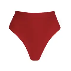 SOLARY - Calzón de Bikini Bottom Noemí Tiro Alto con Pretina Rojo