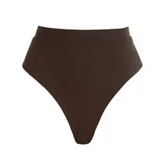 SOLARY - Calzón de Bikini Bottom Noemí Tiro Alto con Pretina Mocca