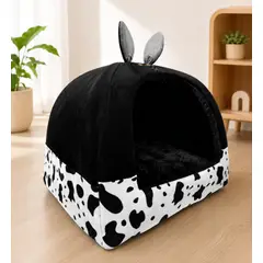 GENERICO - Cama Casita Vaquita XL para Perros y Gatos - 52*52 cm x 58 de altura