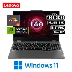 LENOVO - LAPTOP LOQ 15ARP9 AMD RYZEN 5-7235HS 16GB 512GB SSD RTX 4050 6GB 15.6" FHD 144HZ WIN11 HOME