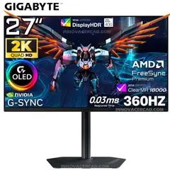 GIGABYTE - Monitor Gaming MO27Q3 OLED 27 QHD 2K, 360Hz, 0.3ms, G-Sync, FreeSync Premium