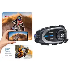 GENERICO - Cámara para Casco Moto Bluetooth 5.4 Intercomunicador HD 1080P IPX6