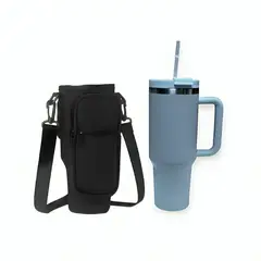 GENERICO - Combo Termo Premium Hermético Doble Pico y Funda Carry All Day para Vaso Tomatodo de 900 a 1250 ml