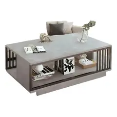 ANYHOGAR - Mesa De Centro Para Living Con 2 Niveles 100x50x40 Gris