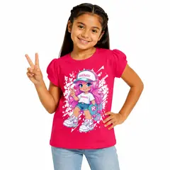 GENERICO - Polo Niña Manga Corta Algodón Estampado