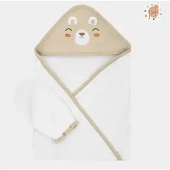 HORMIGUITA - Set Toalla c Manopla Beige Osito Juguetón