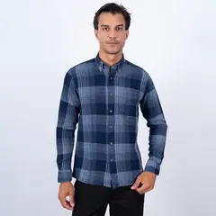 Pierre Cardin - CAMISA ML INDIGO WAFFLE ETQ JEANS PC-63502CA