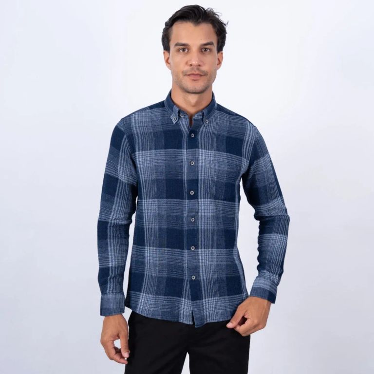 CAMISA ML INDIGO WAFFLE ETQ JEANS PC-63502CA