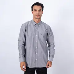 Pierre Cardin - CAMISA ML OXFORD COLOR ENTERO ETQ AZUL PC-63621CA