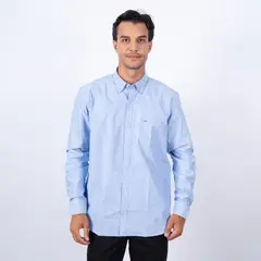 Pierre Cardin - CAMISA ML OXFORD COLOR ENTERO ETQ AZUL PC-63621CA