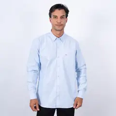 Pierre Cardin - CAMISA ML OXFORD COLOR ENTERO ETQ AZUL PC-63621CA