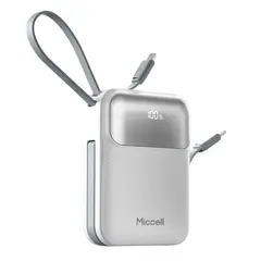 MICCELL - Power Bank 10000mAh 35W Carga Rápida con Cables Integrados USB-C Lightning VQ-P51