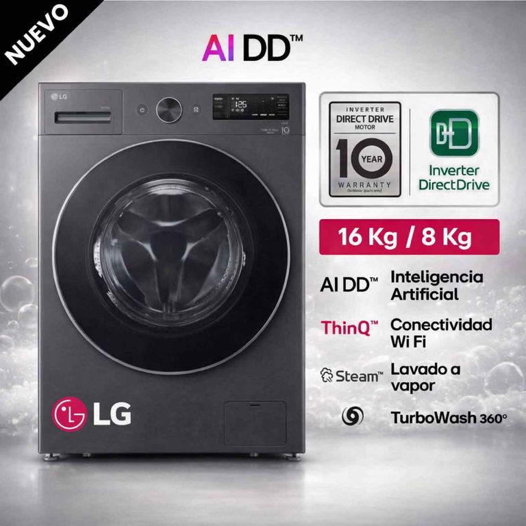 Lavaseca WD16EGNTS6P 168KG IA Carga Frontal Grafito LG