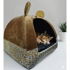GENERICO - Cama Iglú Conejito Animal Print XL para Perros y Gatos - 52*52 cm x 58 de altura