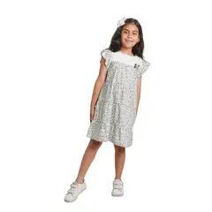 NATA COTON - VESTIDO MANGA CORTA ALGODON NIÑA FLORES VERDE