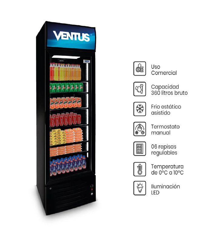 VISICOOLER 1 PUERTA 360L LG-360 BLACK- NEGRO