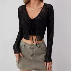 ARELYS - Bolero Cardigan Mujer Manga Larga Negro Talla S-M