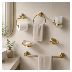 XM - Set de Accesorios para Baño Acero Inoxidable 304 Gold 6 Piezas