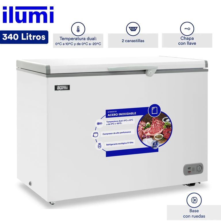 Congelador con Tina de Acero Inoxidable de 340 Litros TFI-3400WH Blanco