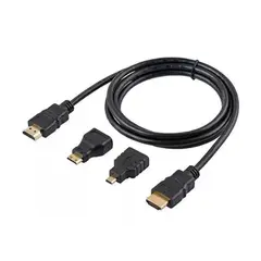 GENERICO - Cable HDMI de 1.5 Metros - Full HD - Con adaptadores MINI-HDMI y Micro-HDMI