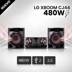 LG - Minicomponente XBOOM CJ44 480W, Multi Bluetooth, Mp3,Karaoke, Xboom, Efectos Dj
