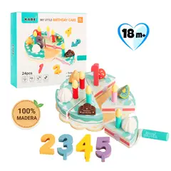 KIDS - Juguete Torta de Cumpleaños de Madera para el Aprendizaje Temprano