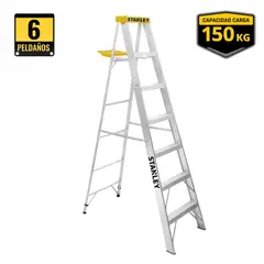 STANLEY - Escalera tipo tijera de aluminio 6 peldaños
