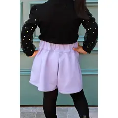 KIDS MASHMELO - Falda short tableada con detalle en la pretina para niñas