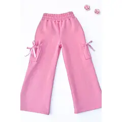 KIDS MASHMELO - Pantalón buzo con bolsillos cargo y pedreria para niñas