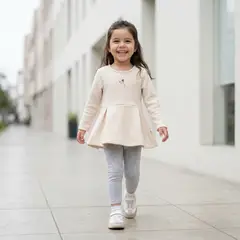 GENERICO - Vestido Niña Tejido Beige con Bordado Hada - Angela Kids